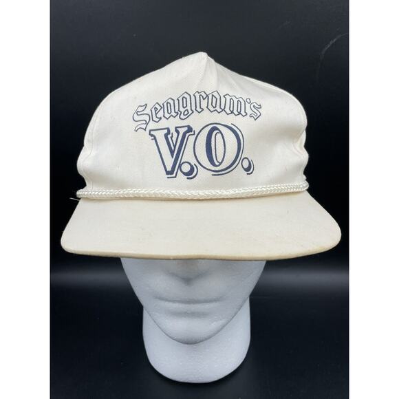 Vtg Seagrams VO Hat Whiskey Cap Cotton Rope Snapback Logo Adjustable Liquor - Picture 1 of 9